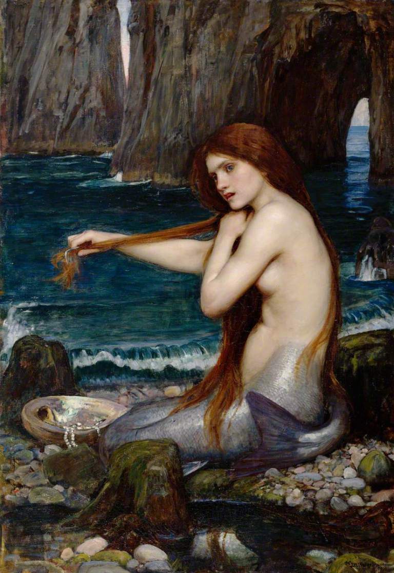 A mermaid presented in John William Waterhouse's painting from 1900.