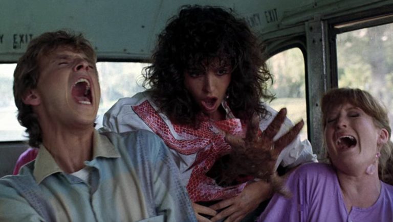 Mark Patton, Sydney Walsh, and Kim Myers in A Nightmare on Elm Street 2: Freddy's Revenge (1985).