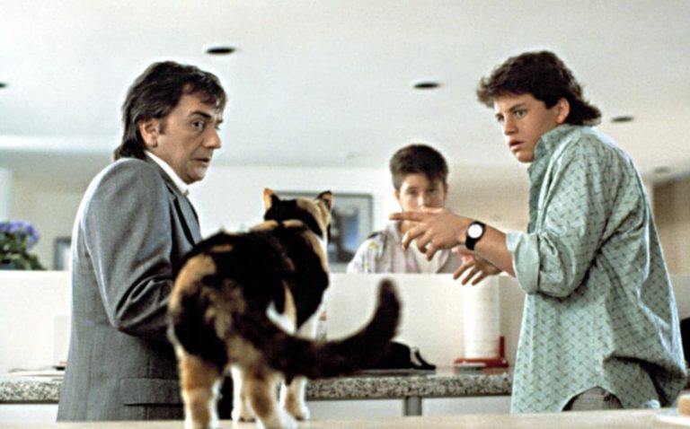 Dudley Moore, Sean Astin, and Kirk Cameron in Like Father Like Son (1987). 