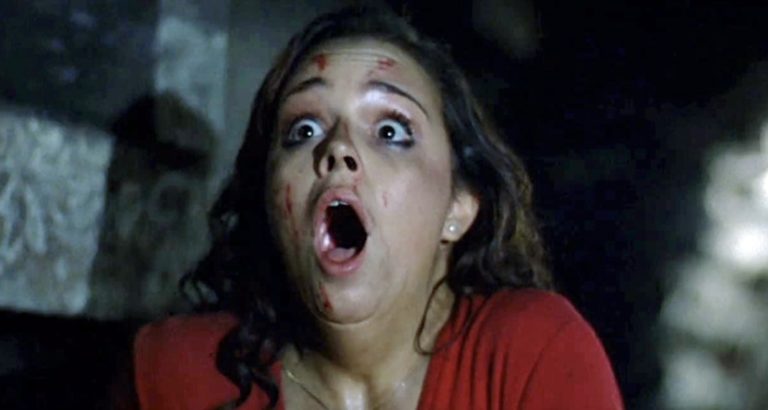 Cynthia Dale is terrified in My Bloody Valentine (1980). 