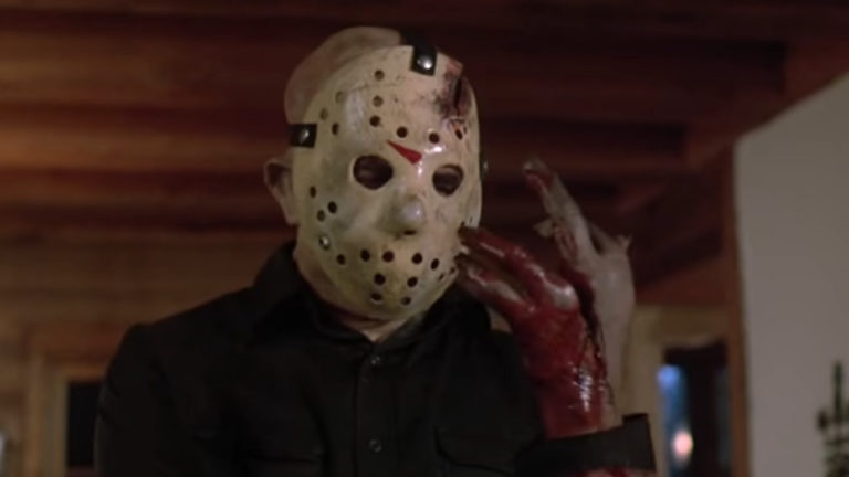 Jason stares at his bifurcated hand in Friday the 13th: The Final Chapter (1984).
