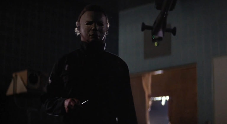 Michael Myers (Dick Warlock) stalks Laurie Strode in Halloween II (1981).