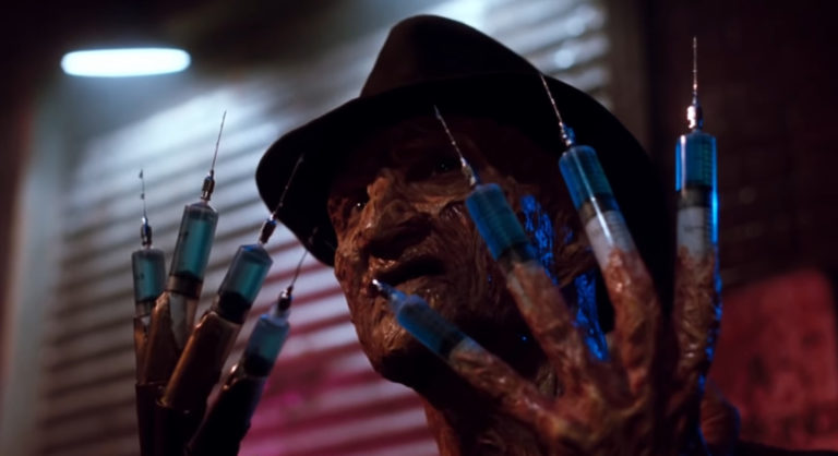 Freddy Krueger (Robert Englund) is ready to battle the Dream Warriors in A Nightmare on Elm Street Part 3 (1987).