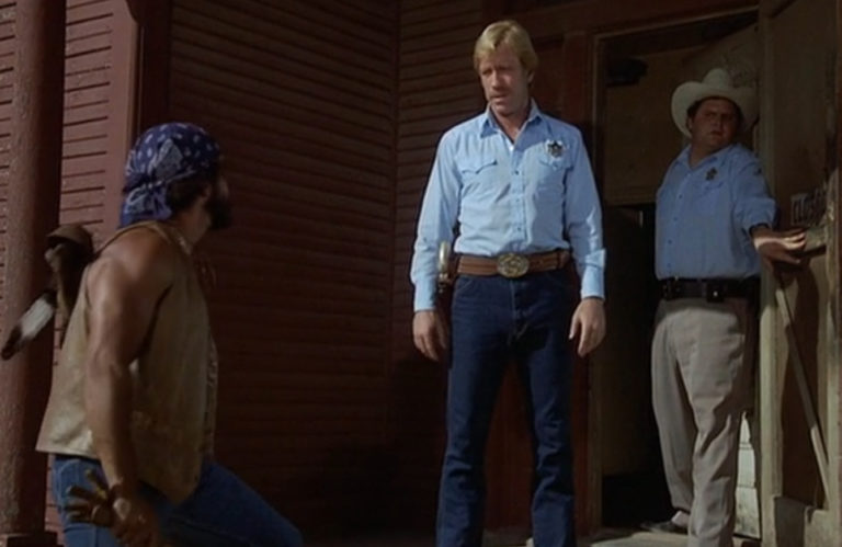 Chuck Norris won't back down in Silent Rage (1982).