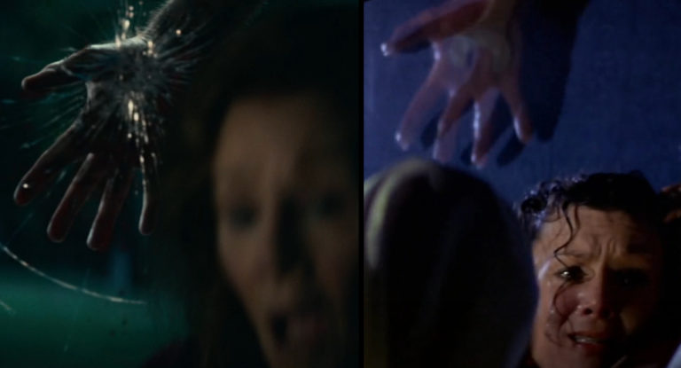 Marion is attacked in Halloween Kills (2021) and Halloween (1978).