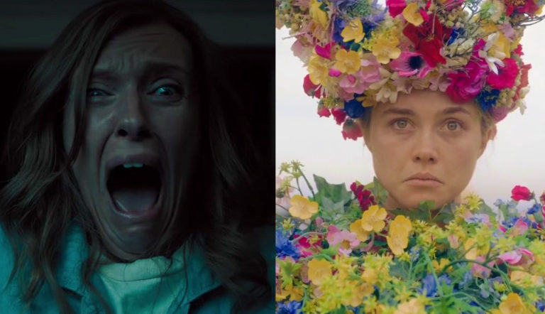 Toni Collette in Hereditary (2018), and Florence Pugh in Midsommar (2019).