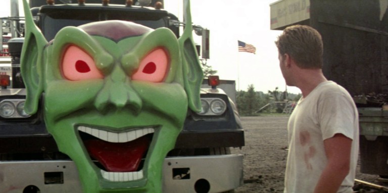 Emilio Estevez stares at the main truck in Maximum Overdrive.
