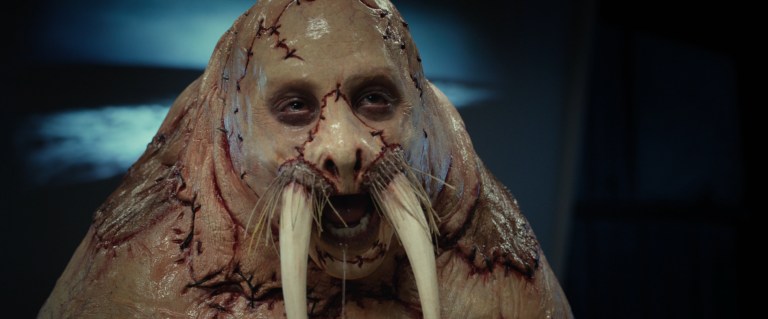Justin Long as a walrus in Tusk (2014).