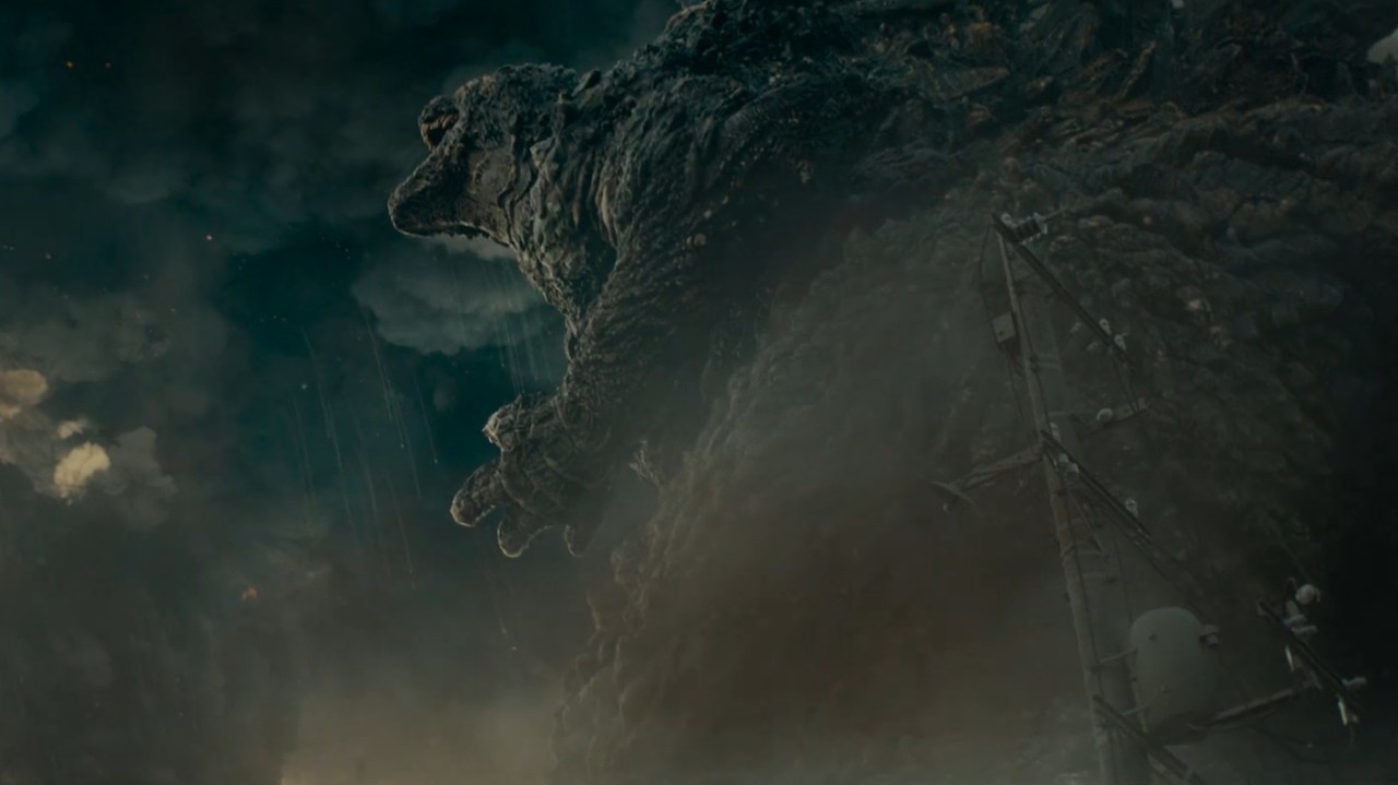 Godzilla roars in Godzilla Minus One (2023).