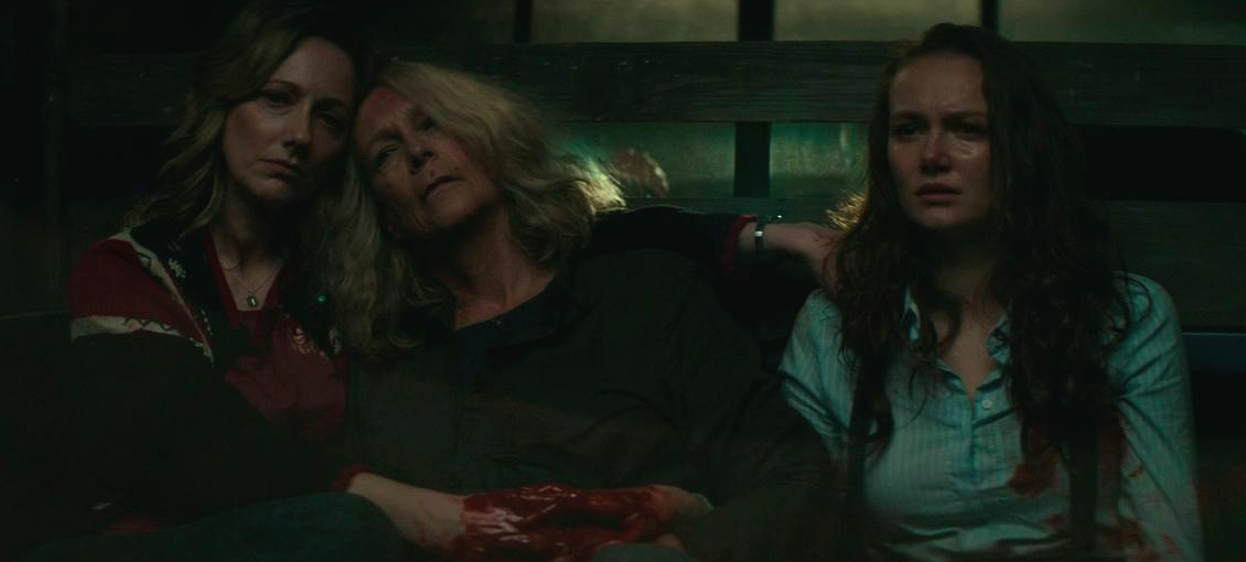 Judy Greer, Jamie Lee Curtis, and Andi Matichak in Halloween (2018).