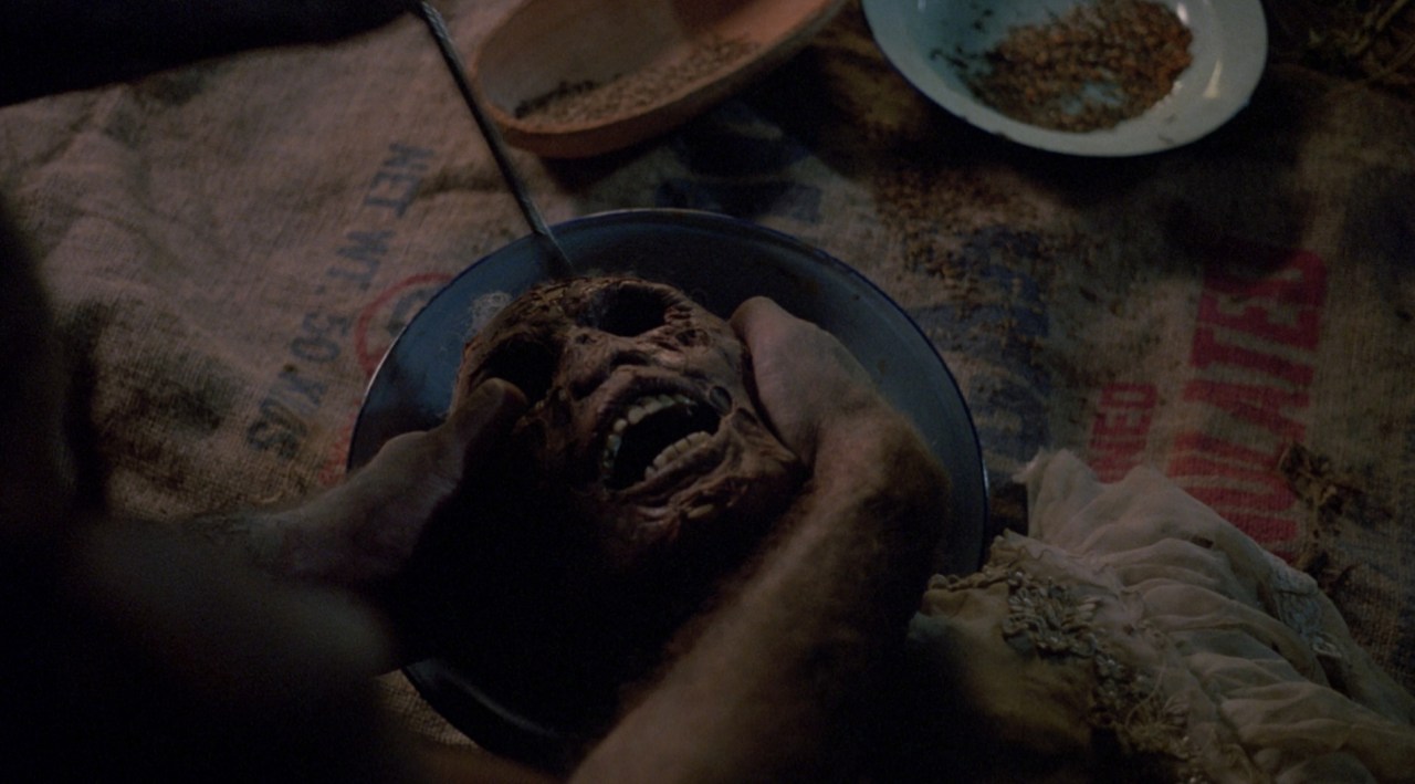 Crushing the head of a corpse in The Serpent and the Rainbow (1988).