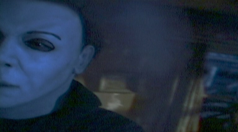 A first-person view of Michael Myers in Halloween: Resurrection (2002).