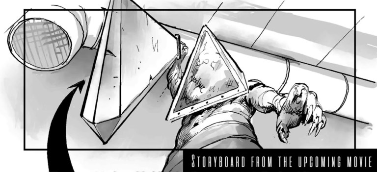 A storyboard featuring Pyramid Head in Return to Silent Hill.