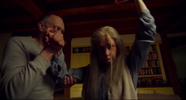 Deanna Dunagan and Peter McRobbie as Nana and Pop Pop in The Visit (2015).