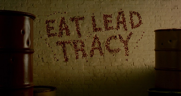 A bullet riddled wall from the movie Dick Tracy (1990).