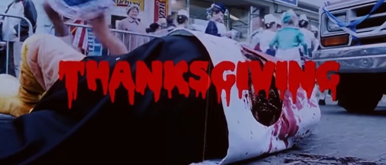 The title screen for Eli Roth's fake trailer for Thanksgiving.