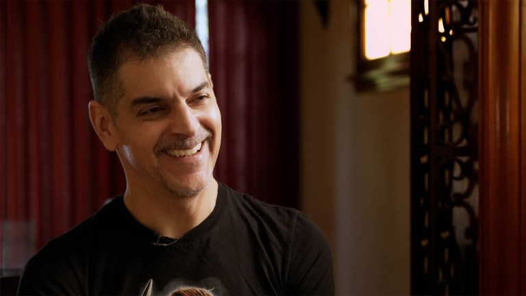 Don Mancini being interviewed in Living With Chucky (2022).