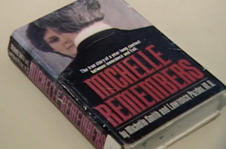 An image of the book Michelle Remembers from the documentary Satan Wants You (2023).