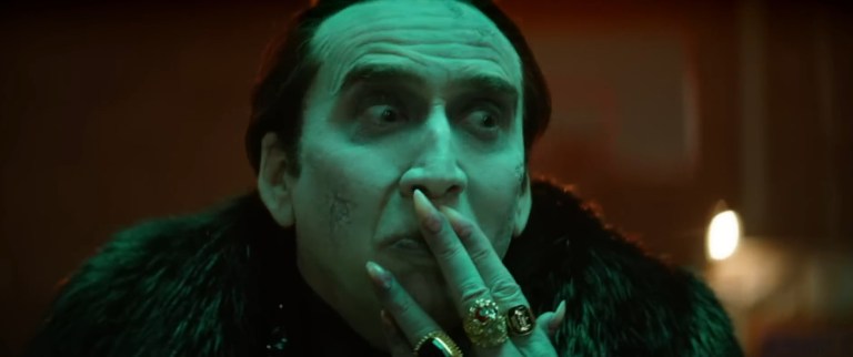 Nicolas Cage as Dracula in Renfield (2023).