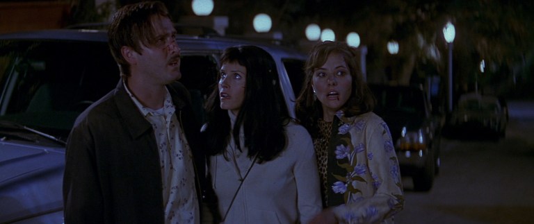David Arquette, Courteney Cox, and Parker Posey in Scream 3 (2000).