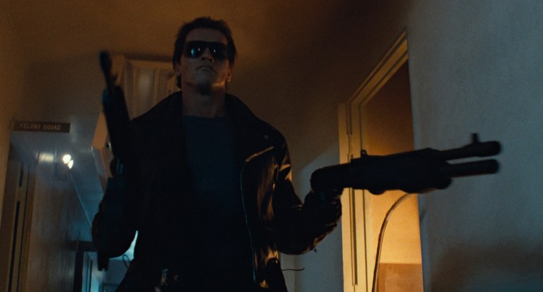 The T-800 carries two guns in The Terminator (1984).