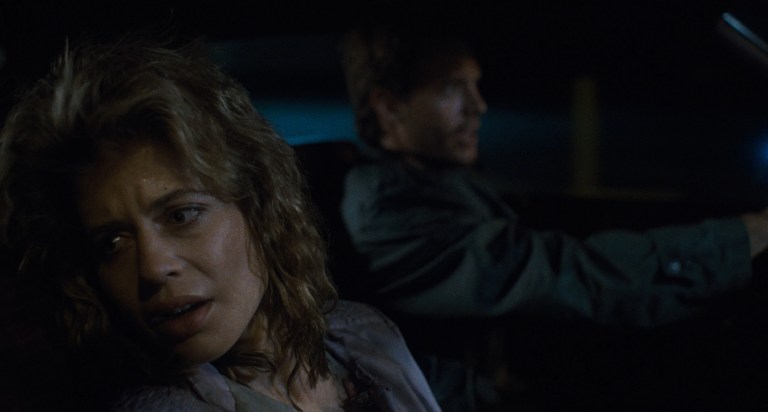 Sarah Connor and Kyle Reese in The Terminator (1984).