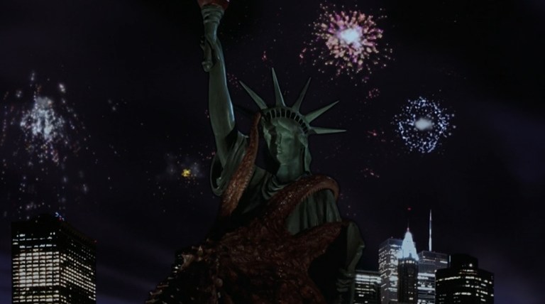 A giant octopus climbs up the Statue of Liberty in Octopus 2 (2002).