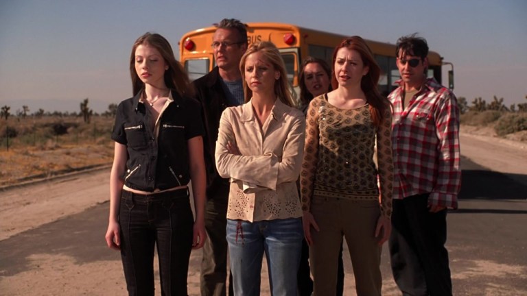 The Scooby Gang (and Faith) as seen in the final episodeof Buffy the Vampire Slayer.