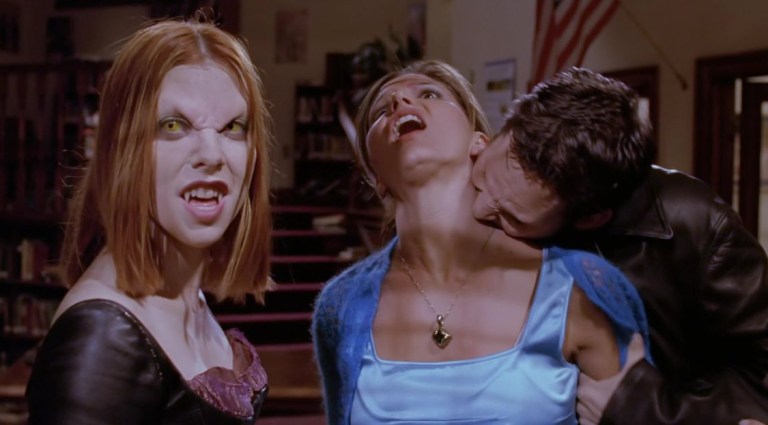 Vampire Willow and Vampire Xander with Cordelia in the Buffy the Vampire Slayer episode The Wish.