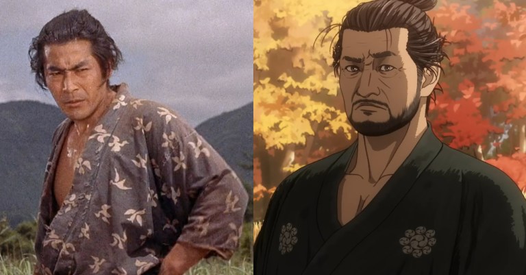 Toshiro Mifune in Samura (1954) and Onimusha (2023).