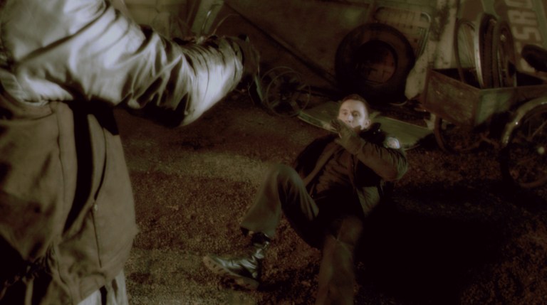 Gibson has a gun pointed at him in Saw 3D (2010).