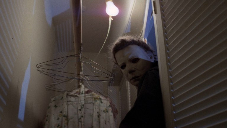 Michael Myers breaks into the closet in Halloween (1978).