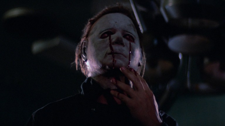Michael bleeds from the eyes in Halloween II (1981).