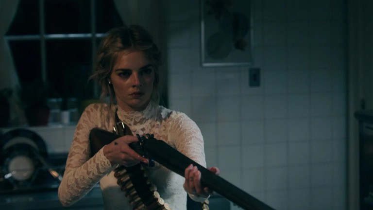 Samara Weaving in Ready or Not (2019).