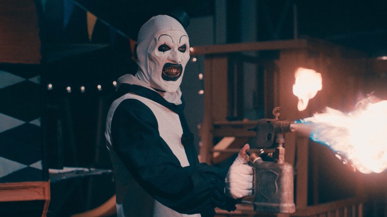 David Howard Thornton as Art the Clown in Terrifier 2 (2022).