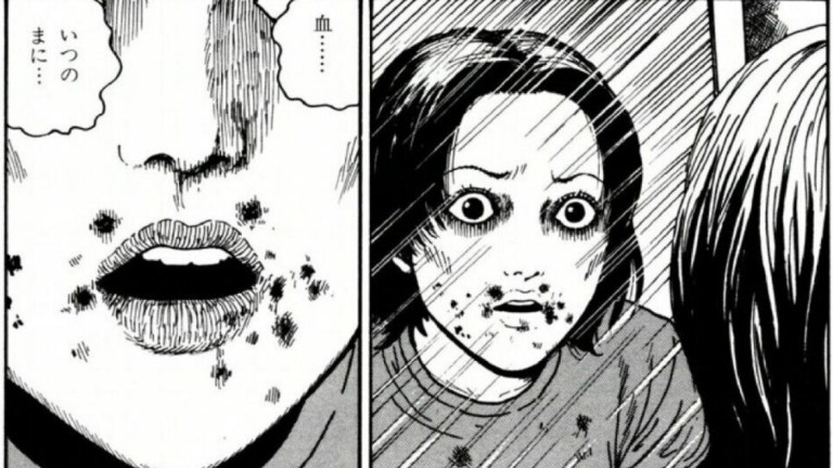 Two panels from the manga "Bloodsucking Darkness."