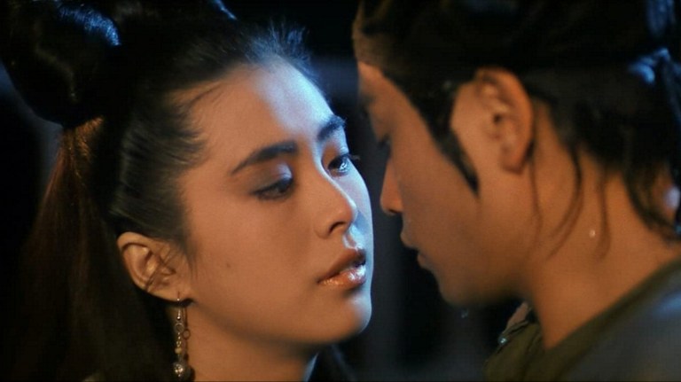 Joey Wong as Nieh Hsiao-Tsing, and Leslie Cheung as Ning Tsai-Shen in A Chinese Ghost Story.