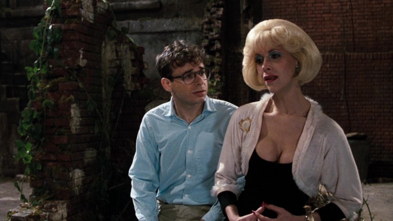Rick Moranis and Ellen Greene as Seymour and Audrey in Little Shop of Horrors (1986).