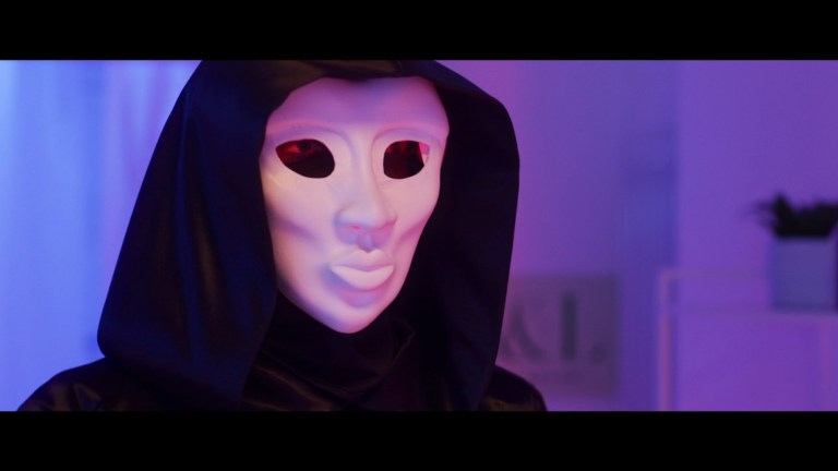 The white-masked killer in My Bloody Galentine (2024).