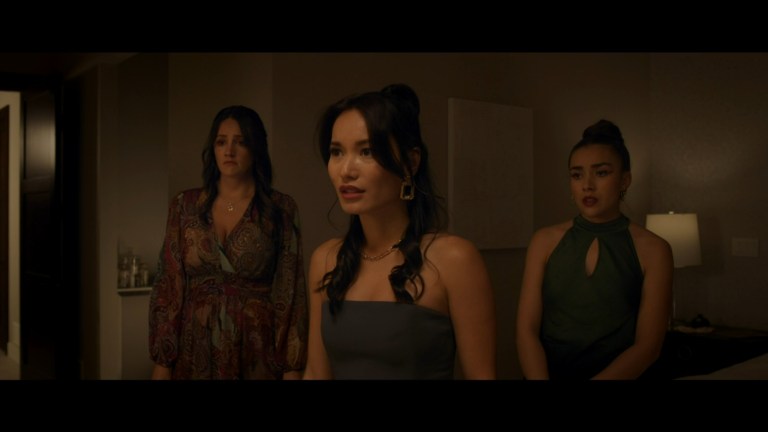 Lauren, Brooke, and April stand together in Prey for the Bride (2024).