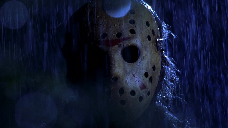 Jason standing in the rain in Freddy vs. Jason (2003). 