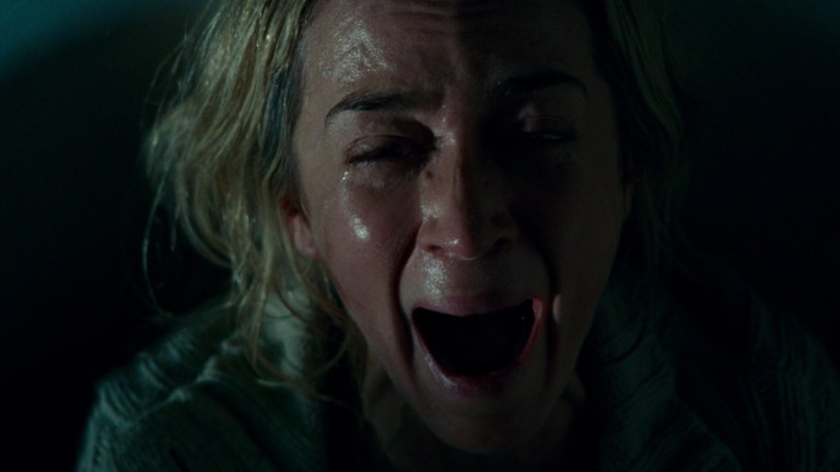 Evelyn screams while giving birth in A Quiet Place (2018).