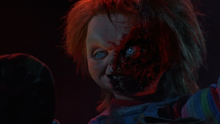 Chucky's sliced face in Child's Play 3 (1991).