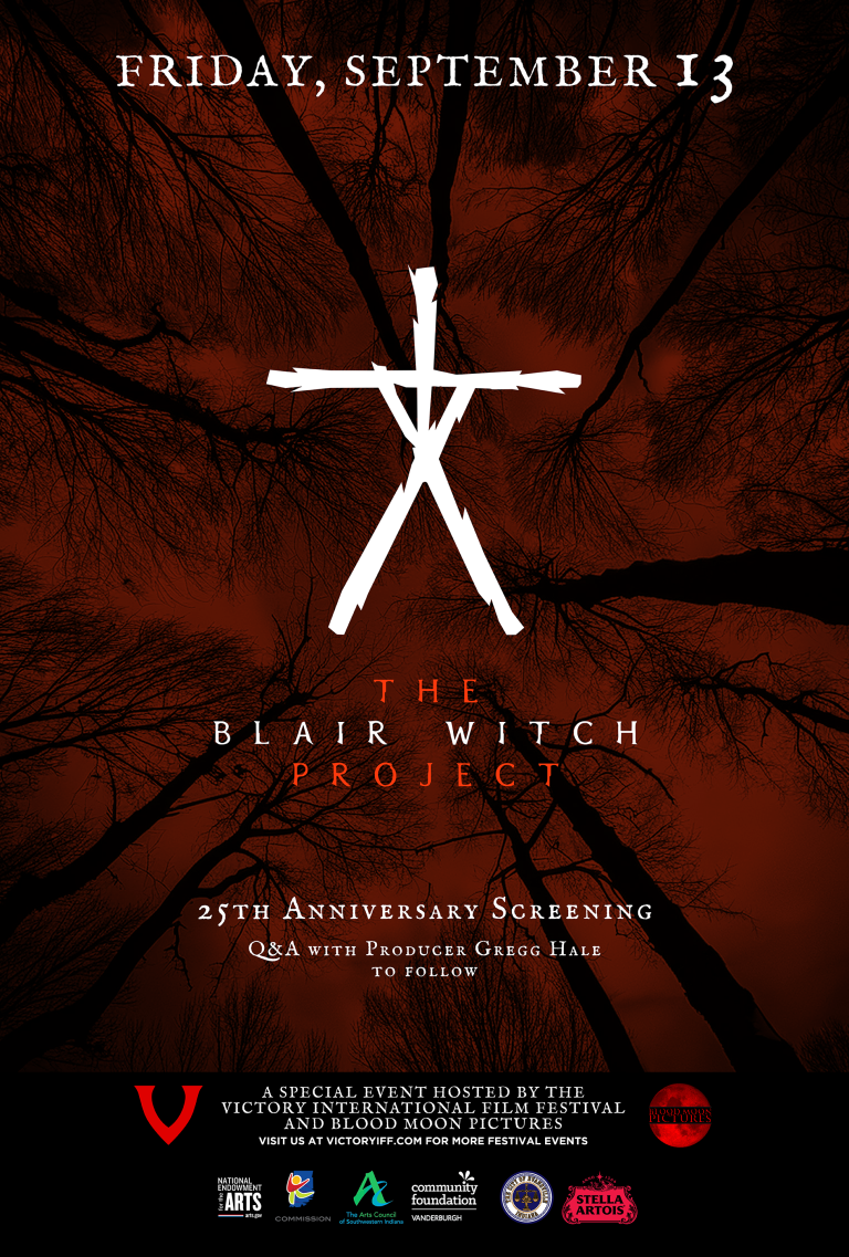 Poster for the 25th anniversary screening of The Blair Witch Project at the Victory International Film Festival.