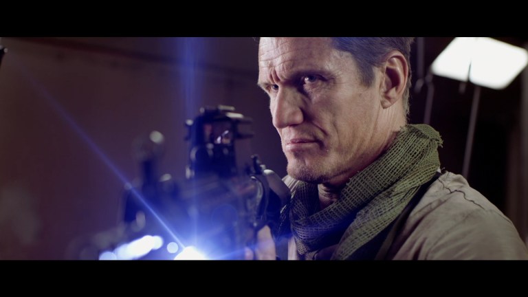 Dolph Lundgren looks bored in Dead Trigger.