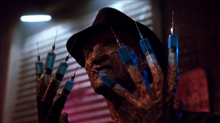 Freddy with needles for fingers in A Nightmare on Elm Street 3: Dream Warriors (1987).