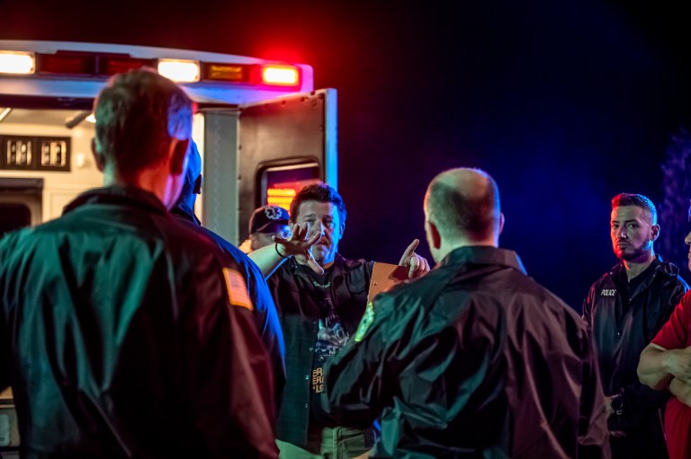 P.J. Starks solving problems on the set of New Fears Eve.