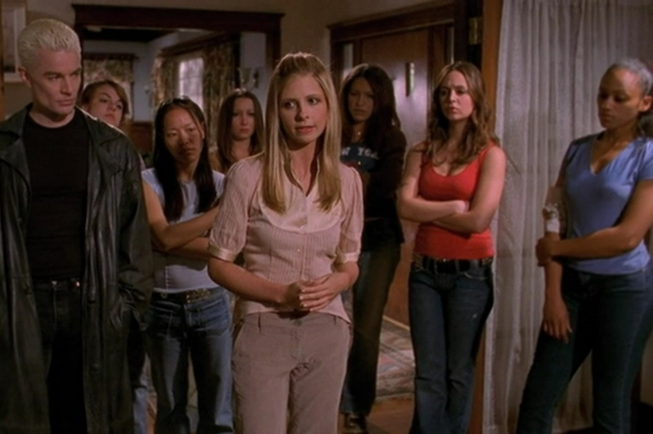 Buffy, Spike, Faith, and a few of the potentials in season 7 of Buffy the Vampire Slayer.