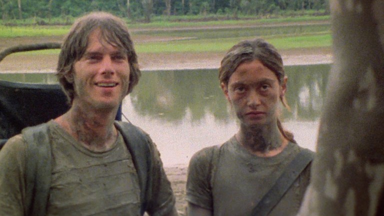 Carl Gabriel Yorke and Francesca Ciardi in Cannibal Holocaust.