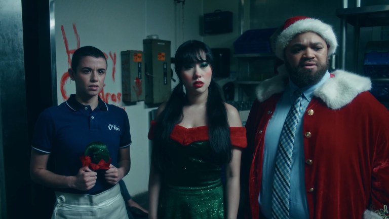 Jenna Kanell, Artemis, and Kevin Saunders in We're So Dead.